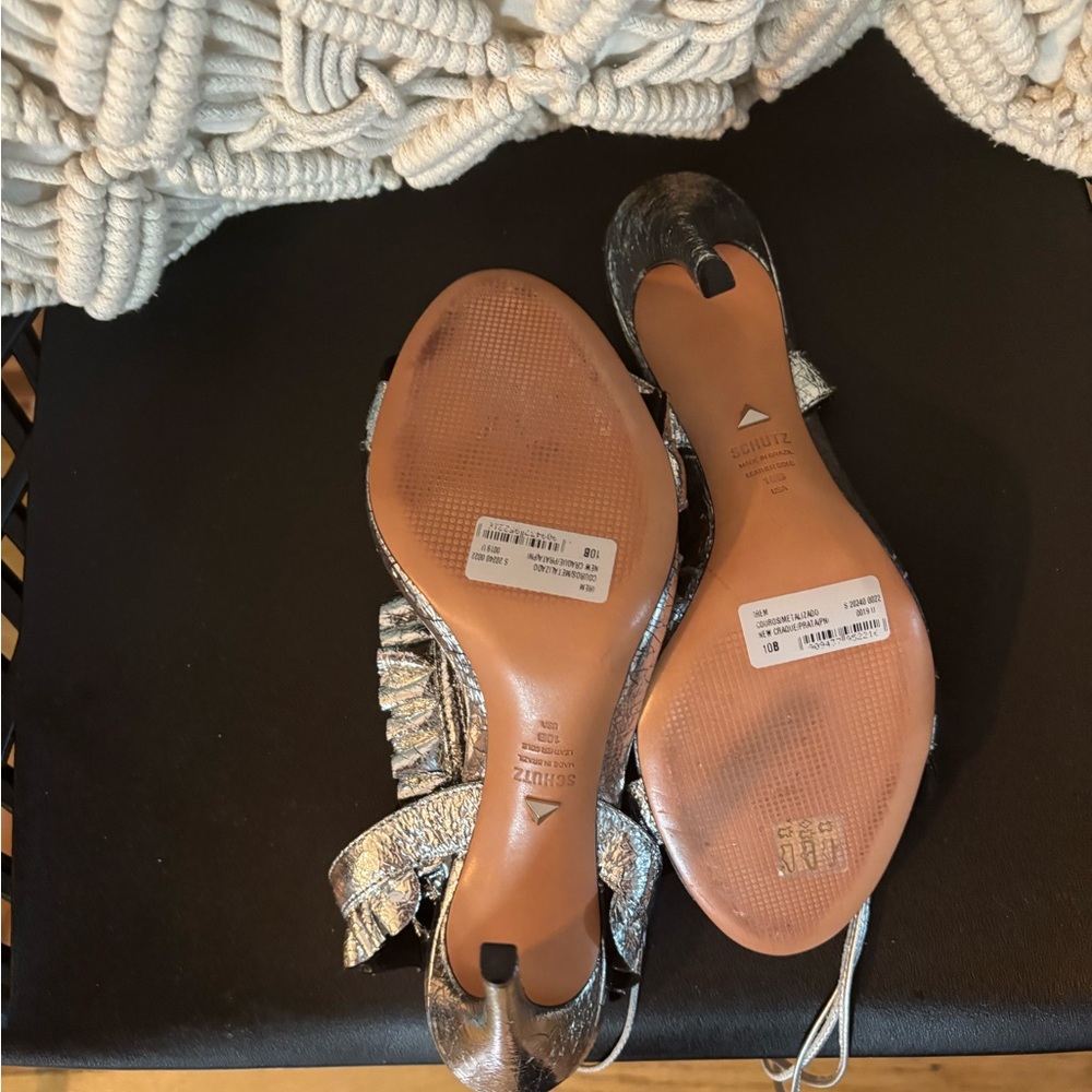 SCHUTZ Silver Glamorous Sandals - Picture 8 of 10